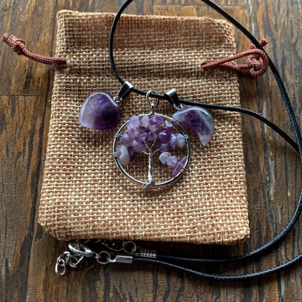 BrandNew Amethyst Pendants Tree of Life Crystal Necklace Amethyst Necklace